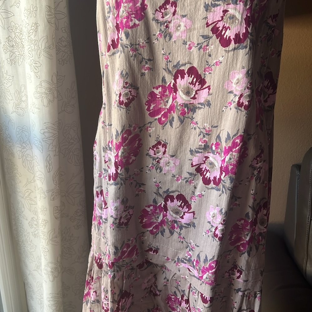Old Navy Gray Summer Floral Pink Maroon Dress Size Medium - Picture 3 of 12